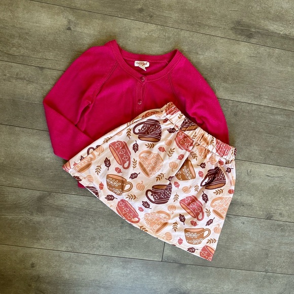 New Boutique Fall Skort + Matching Cat & Jack Button Down Cardigan Sweater - Picture 7 of 11